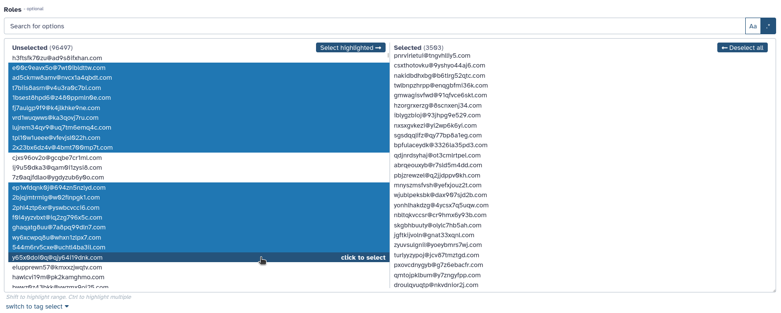 Using the new select component.