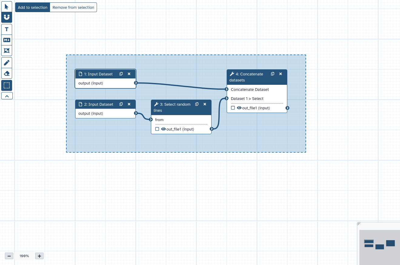 Select multiple items in workflow editor.