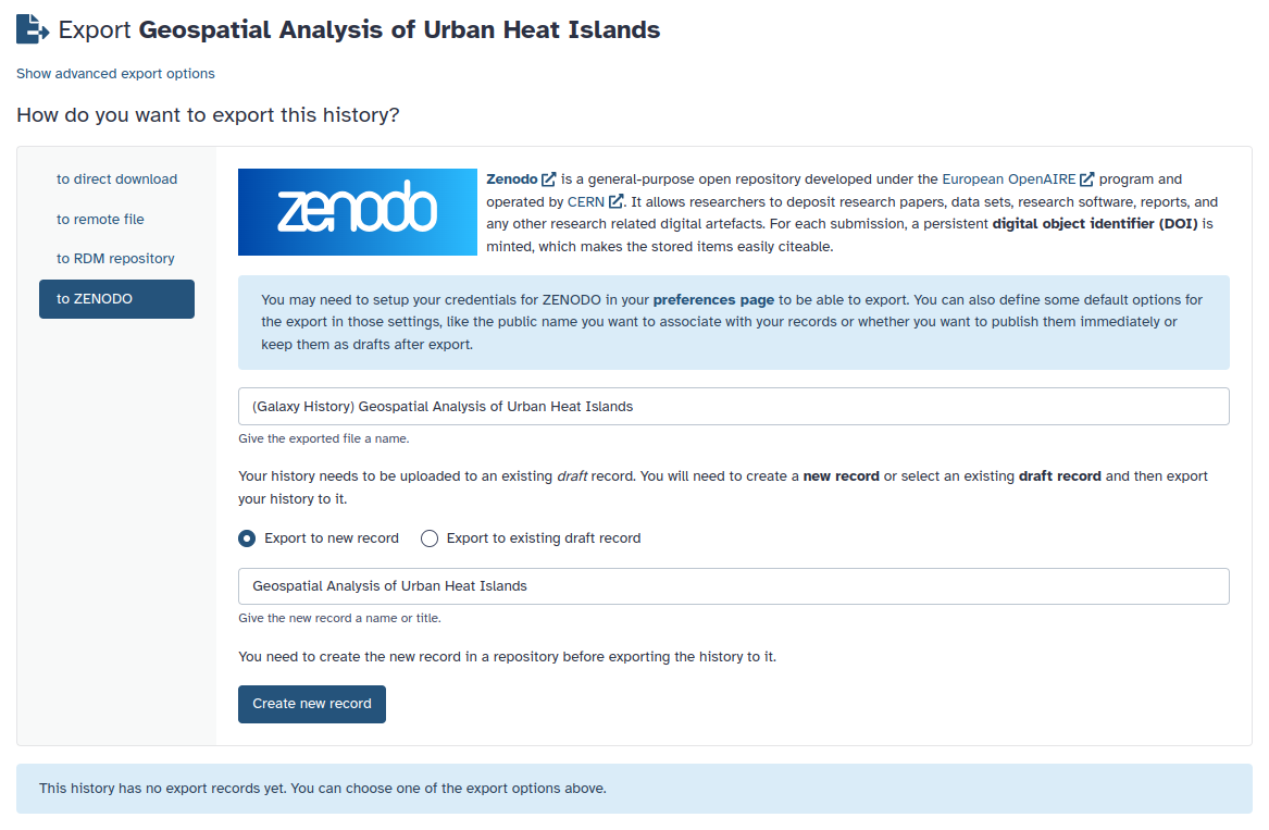 Zenodo integration.